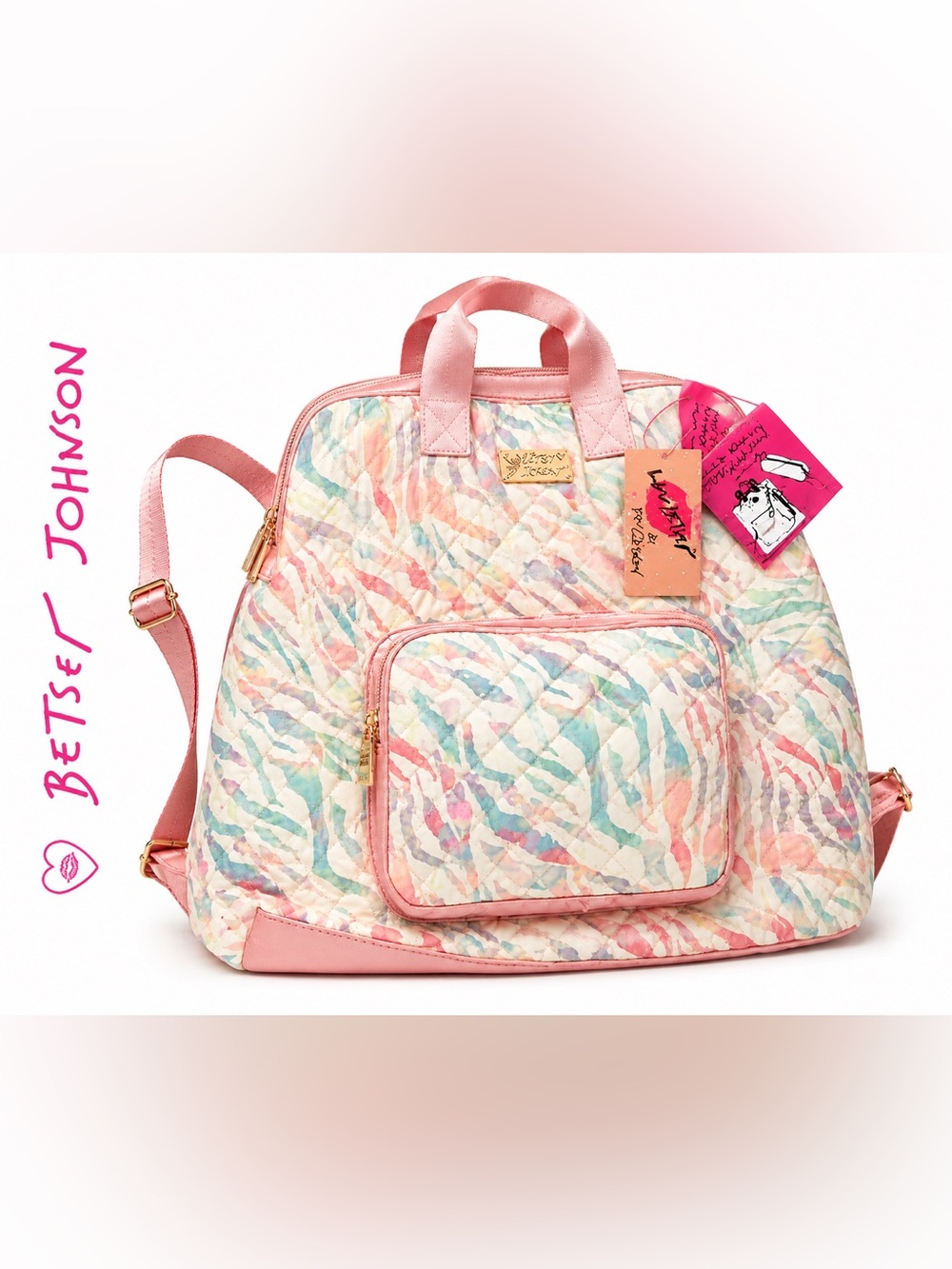 Quilted Backpack Pastel Zebra Backpack Set Matching Pouch